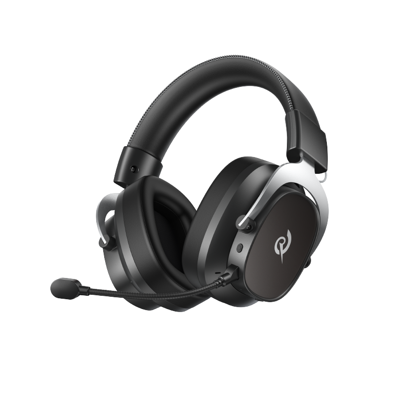 Casque de jeu Heroad VT200 Tri-Mode Edition avec microphone et logo, noir-argent, pour PC et consoles