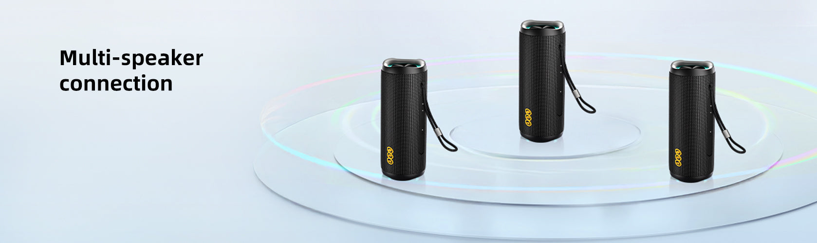Trois enceintes Bluetooth portables avec connexion multi-enceintes pour une expérience sonore puissante et immersive.