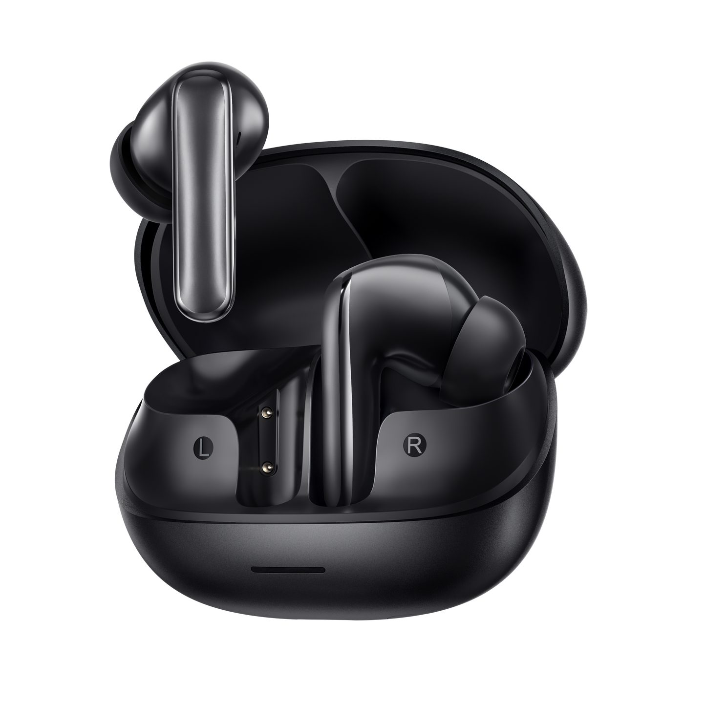 MeloBuds N65 – écouteurs True Wireless noirs avec boîtier de charge, marquage L/R.