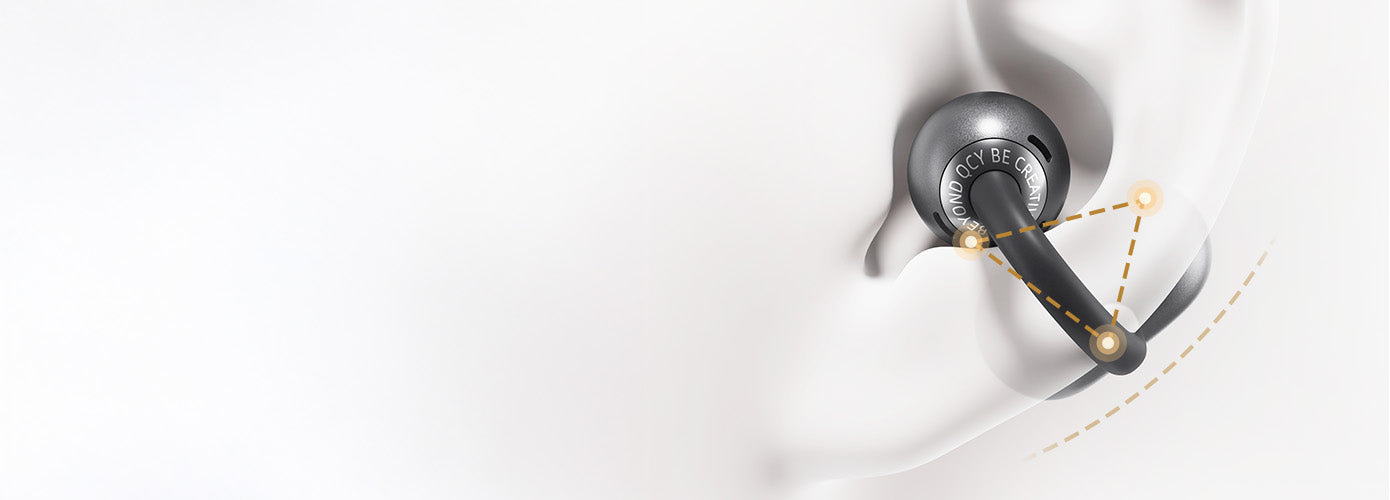 Écouteurs intra-auriculaires noirs avec un diagramme d'ondes sonores dans l'oreille.