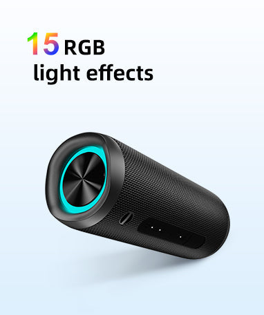 Haut-parleur Bluetooth portable noir avec 15 effets lumineux RVB