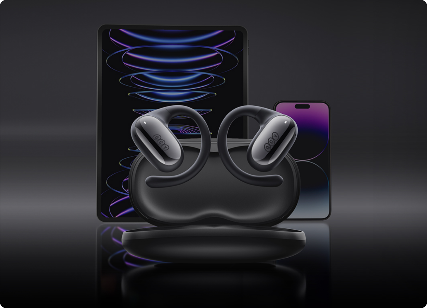 Écouteurs sport intra-auriculaires QCY T13 avec crochet d'oreille, sans fil, étanches IPX5, pour iPhone et Android.