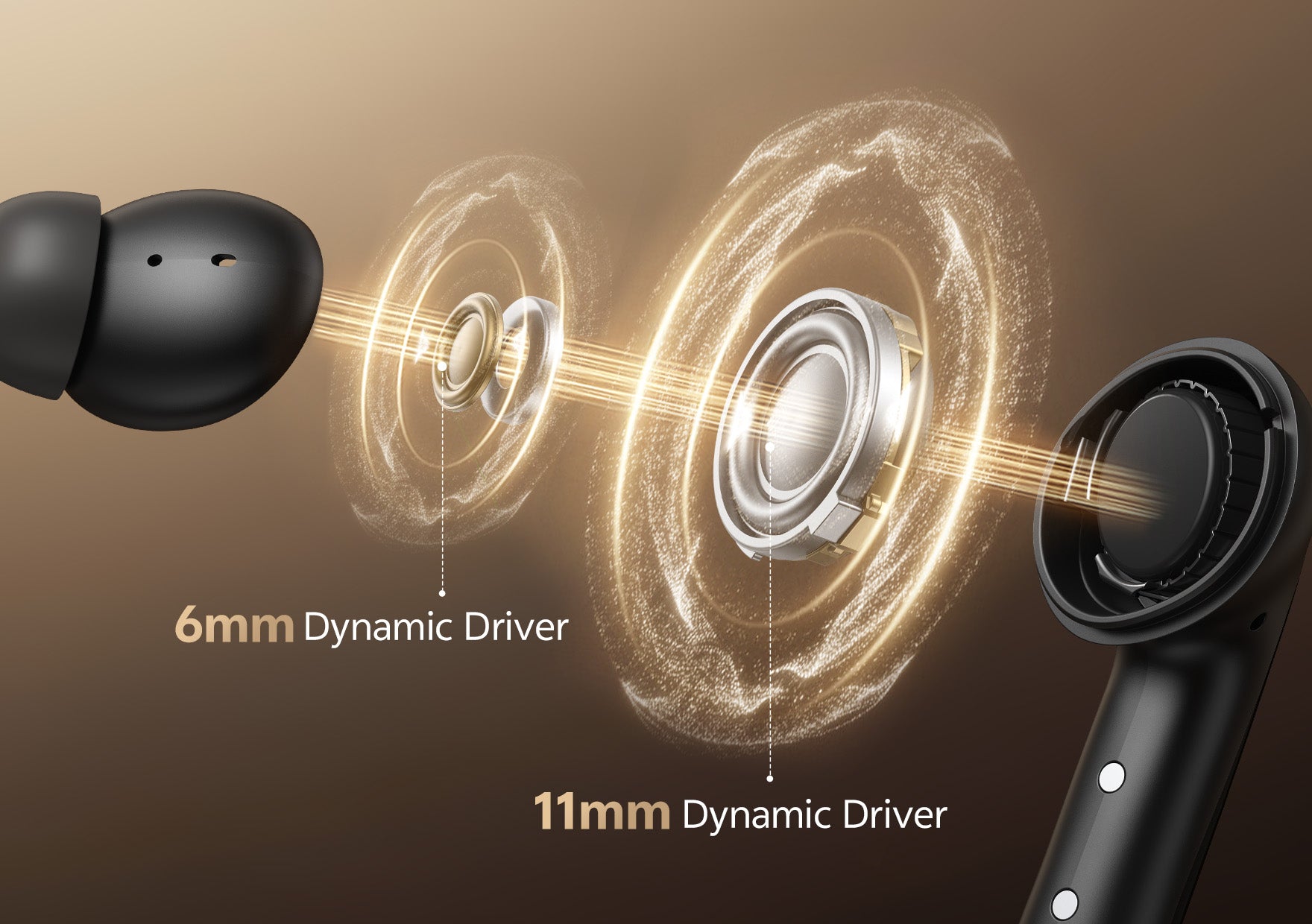 Écouteurs avec haut-parleurs dynamiques de 6 mm et 11 mm pour un son de qualité HiFi.