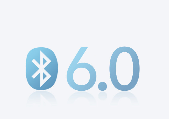 Symbole du logo Bluetooth 6.0 – Design moderne avec réflexion