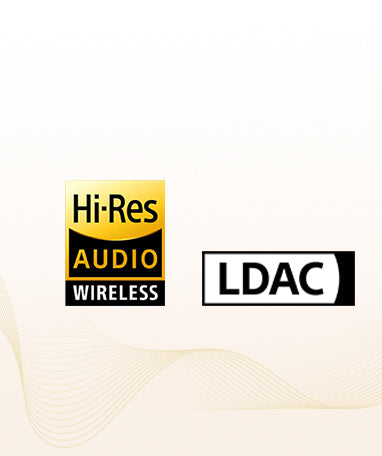 Logo Hi-Res Audio sans fil et LDAC pour une transmission audio sans fil de haute qualité.