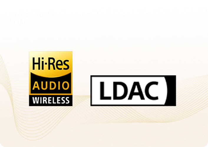 Logo LDAC Hi-Res Audio sans fil pour appareils audio sans fil.