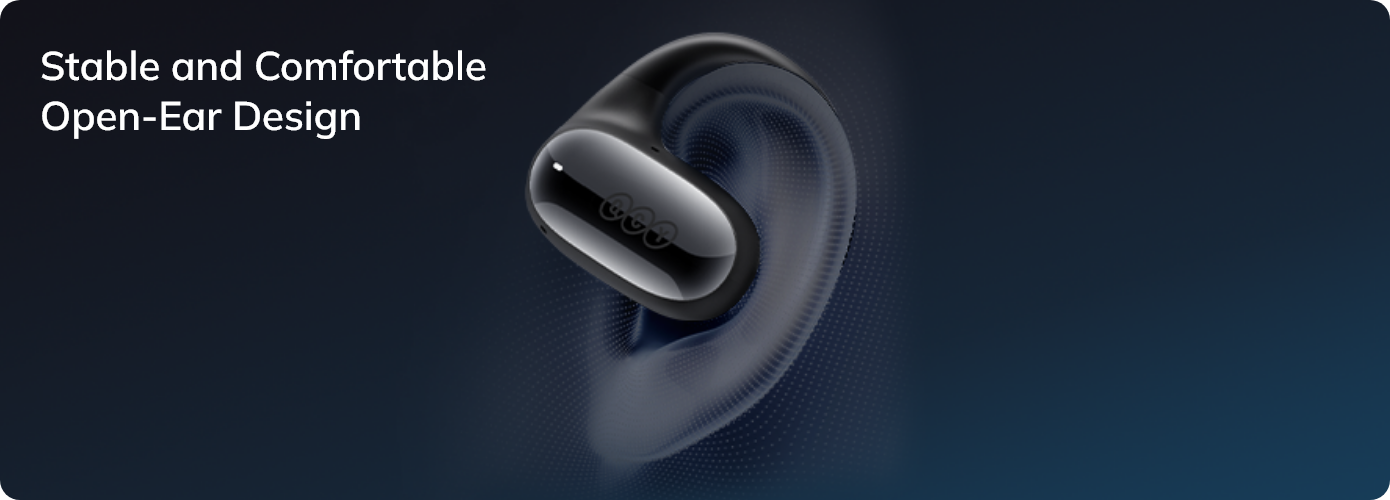 Design d'écouteurs Open-Ear stable et confortable pour un maintien sûr.