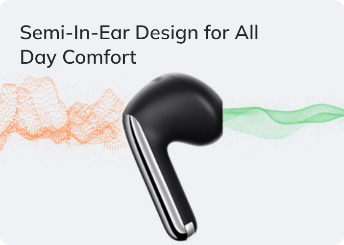 Écouteurs semi-intra-auriculaires noirs pour un confort toute la journée avec un design ergonomique et un ajustement doux.