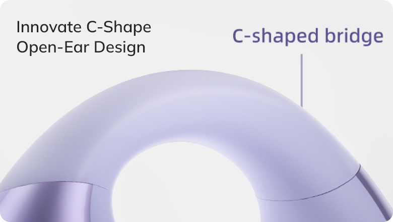 Arceau en forme de C du design Open-Ear pour un confort innovant.