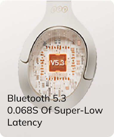 Casque avec Bluetooth 5.3 et une latence ultra faible de seulement 0,068 seconde.
