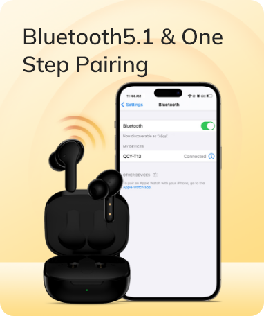 Écouteurs Bluetooth 5.1 avec appairage en une étape : connexion rapide au smartphone, plaisir sans fil.