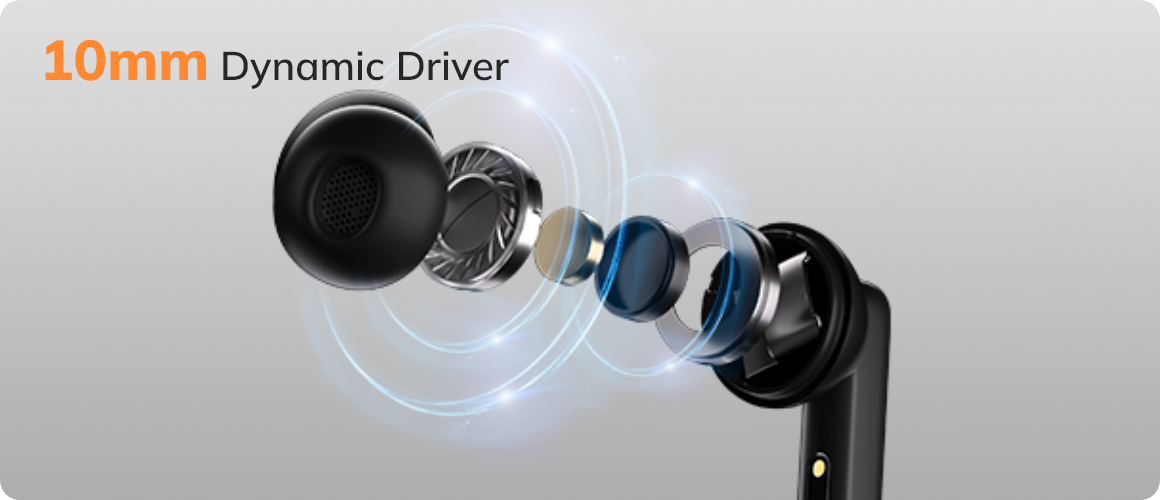 Écouteurs intra-auriculaires à haut-parleur dynamique de 10 mm – son puissant, confort de port optimal.