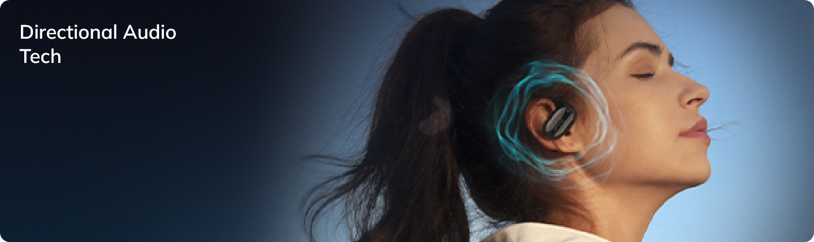 Femme avec une technologie audio innovante dans l'écouteur, moment de calme