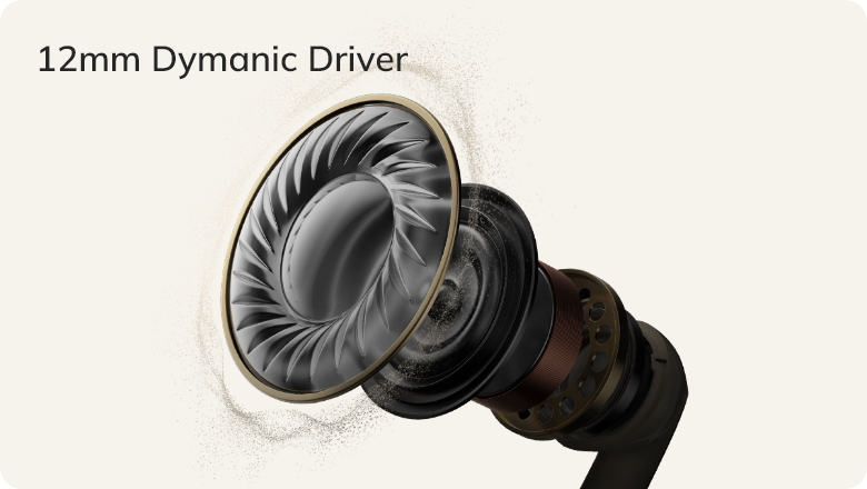 Transducteur dynamique de 12 mm pour une reproduction audio de haute qualité dans les écouteurs.