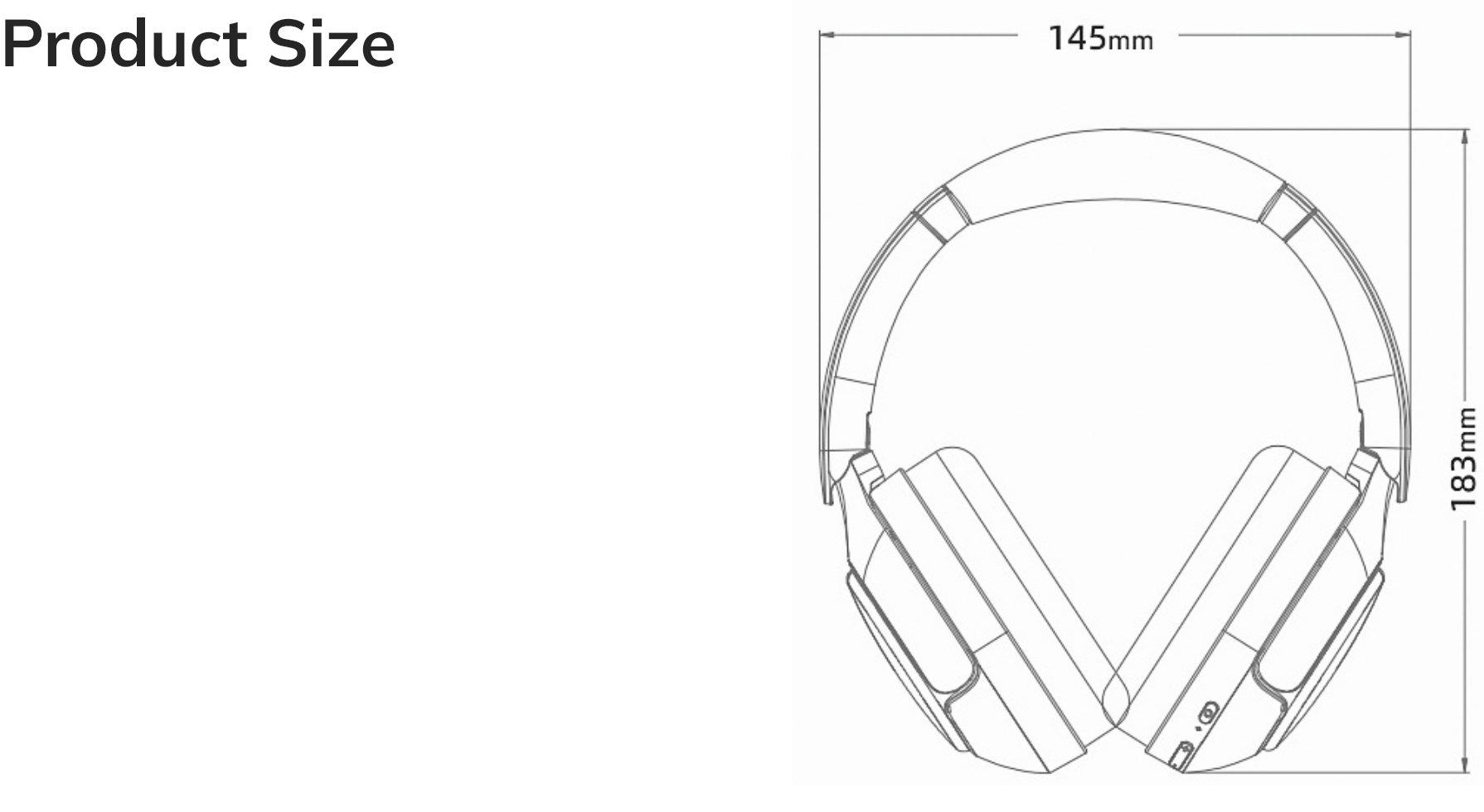 Casque circum-aural pliable, 145x183mm – idéal pour la musique et le gaming.