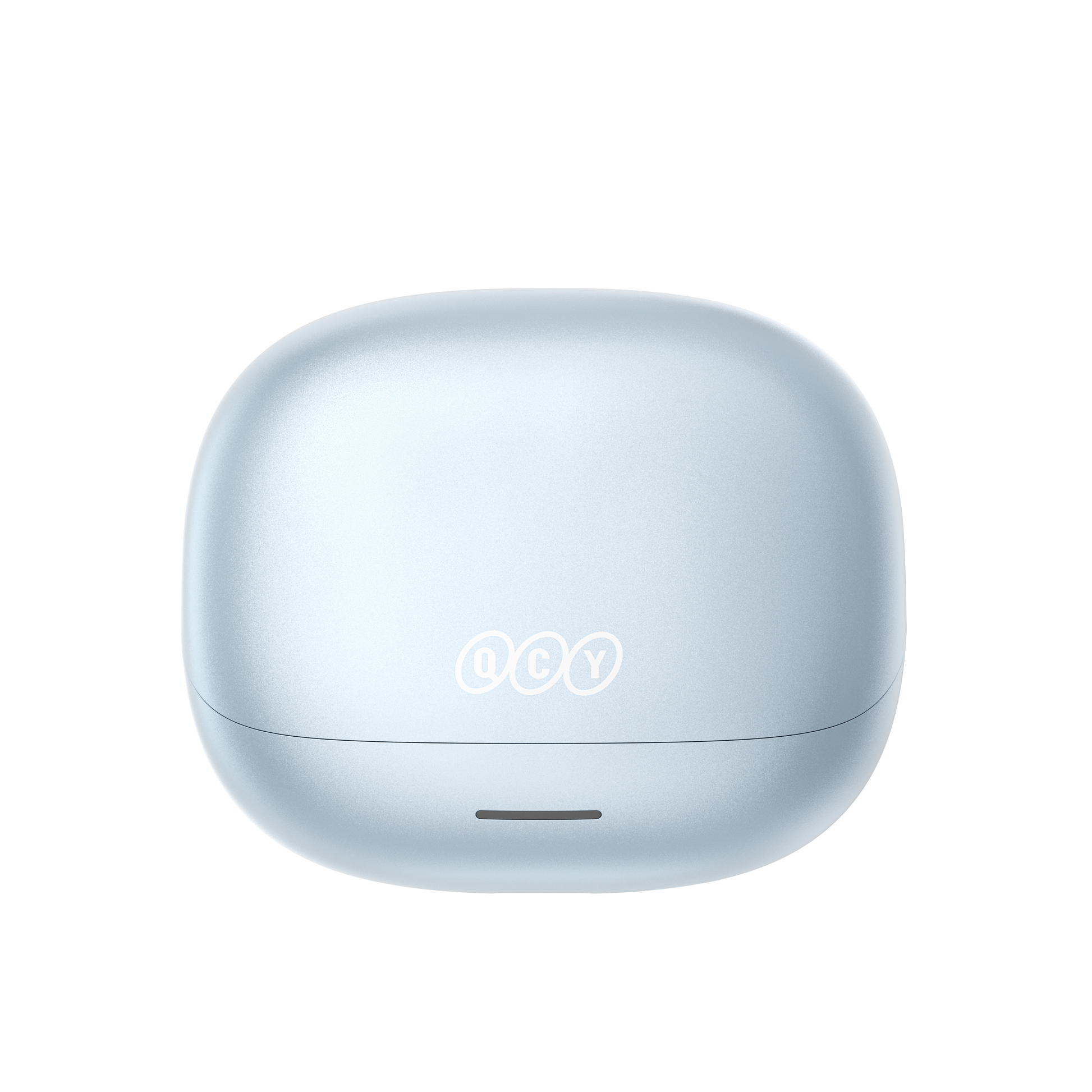 MeloBuds N65 écouteurs sans fil bleu clair élégant avec logo, boîtier de charge compact pour les déplacements.