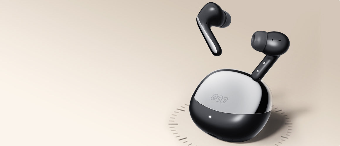 Écouteurs True Wireless QCY avec boîtier de charge, noir