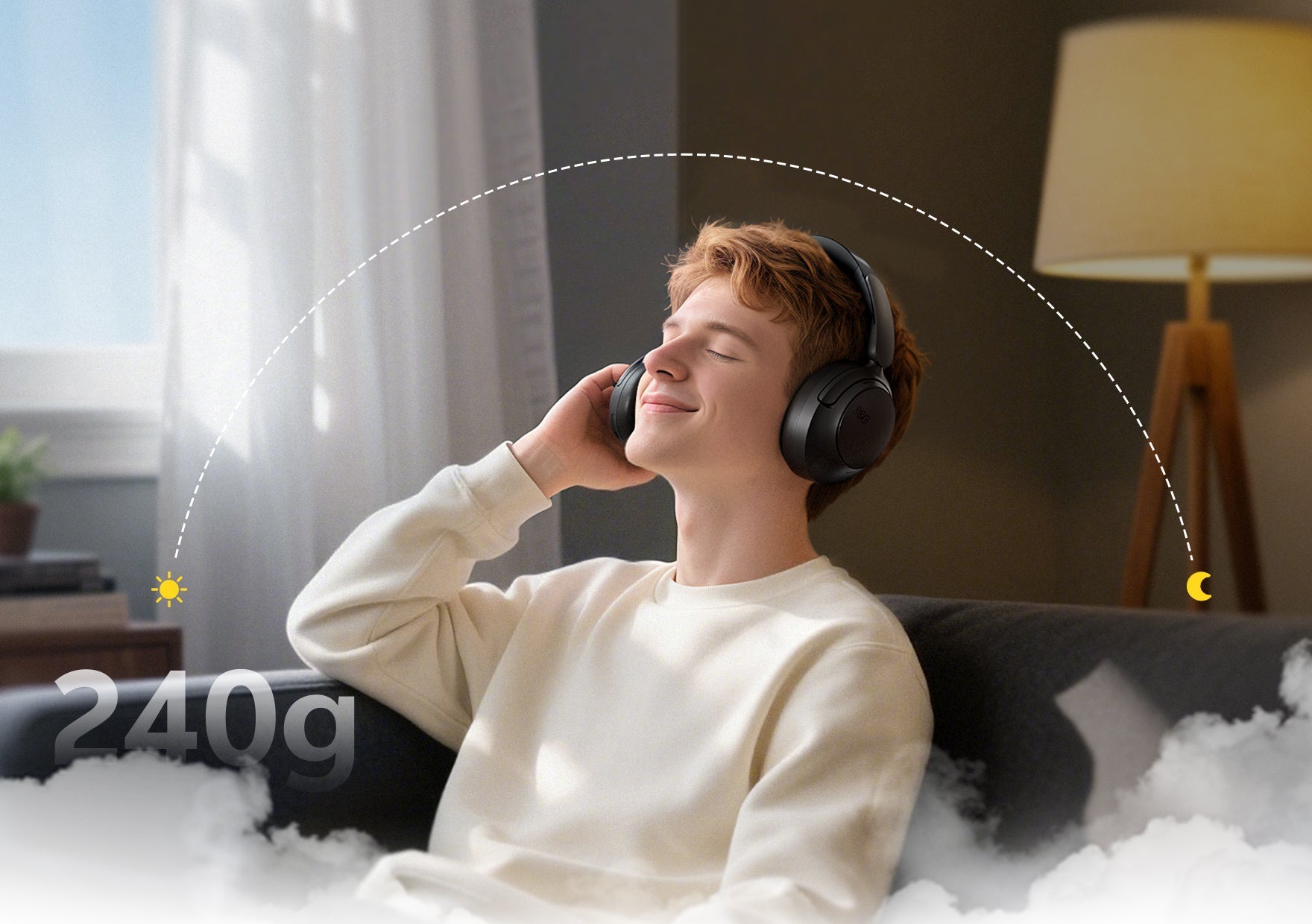 Casque léger de 240 g pour une écoute musicale détendue au quotidien.