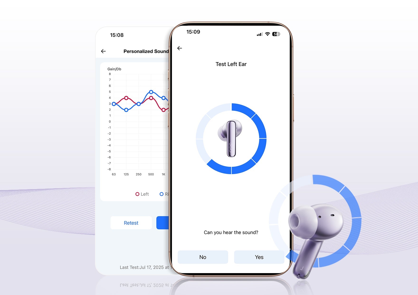 Smartphone avec application de réglage des écouteurs pour la calibration audio