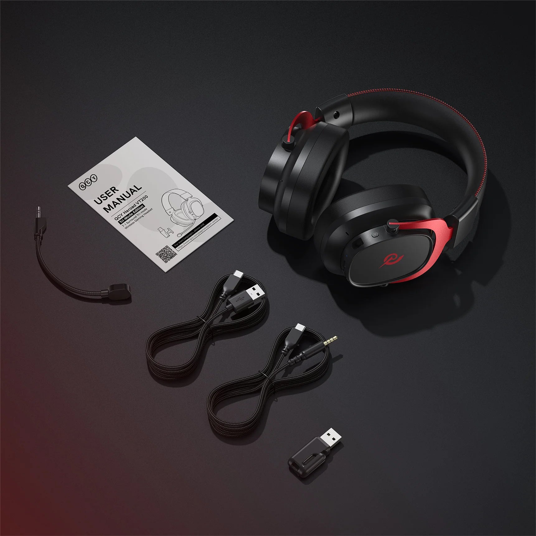 Casque de jeu QCY H300 avec microphone, USB-C et prise 3,5 mm.