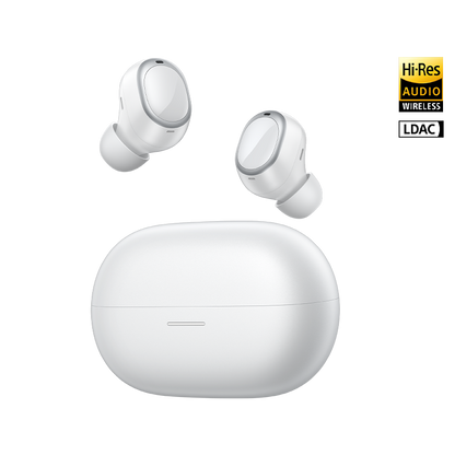 Écouteurs True Wireless QCY MeloBuds A30 avec audio Hi-Res et technologie LDAC, blanc, dans l'étui de chargement